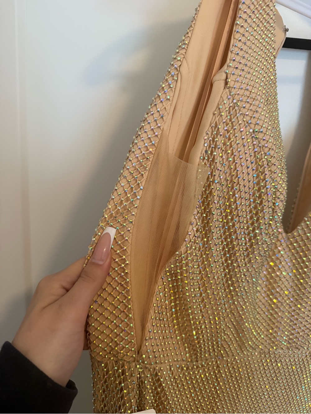 Colors Dress Rhinestone Mesh Evening Dress Gold Sparkle - Picture 5 of 7